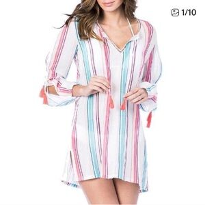 LA BLANCA RESORTWEAR COVERUP/ SIZE XS/ STRIPED OPEN SLIT SLEEVES/ LIKE NEW
